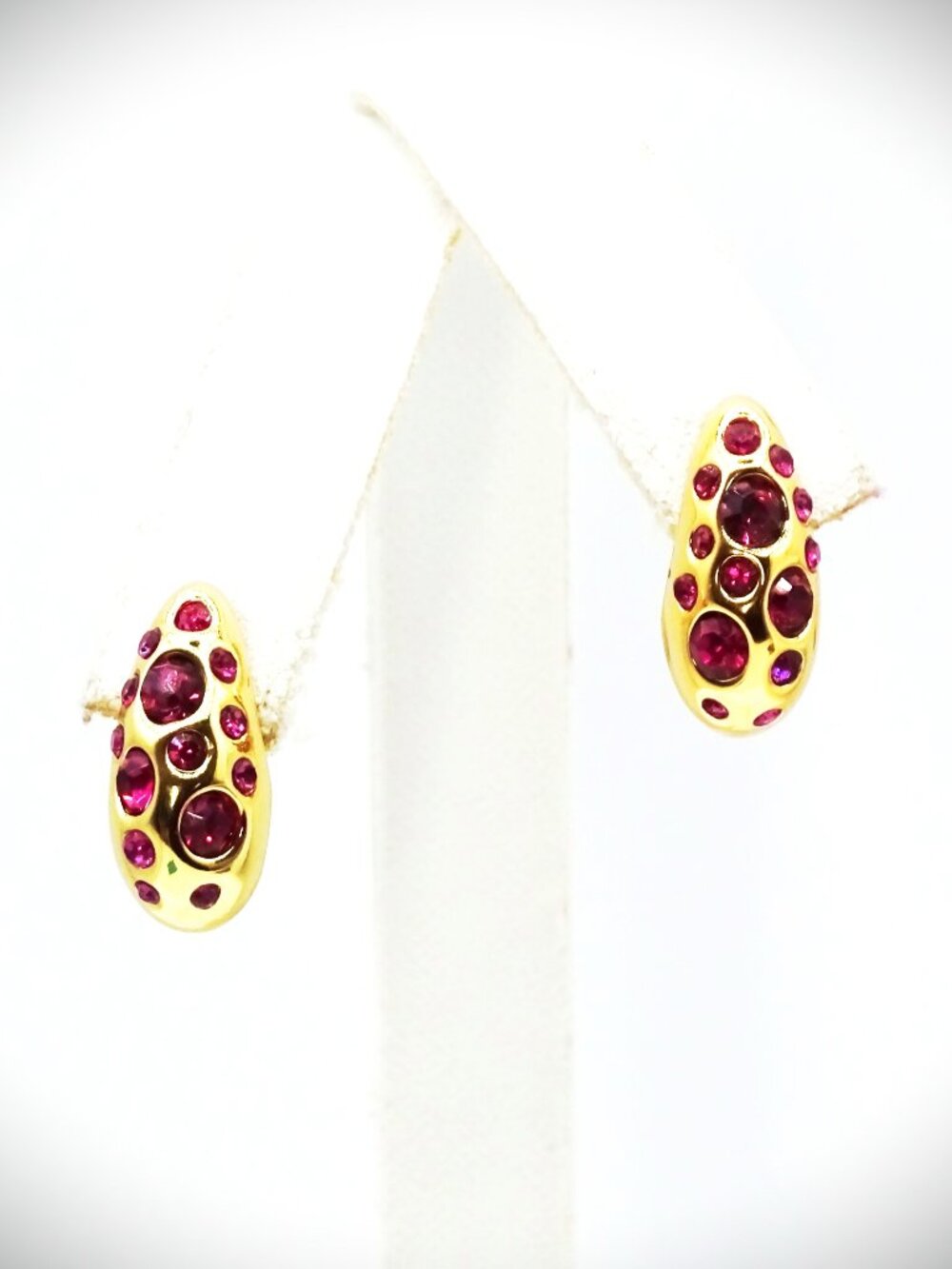 KURT GEIGER LONDON Bombay Pavé Pink CZ Dome Hoop Earrings